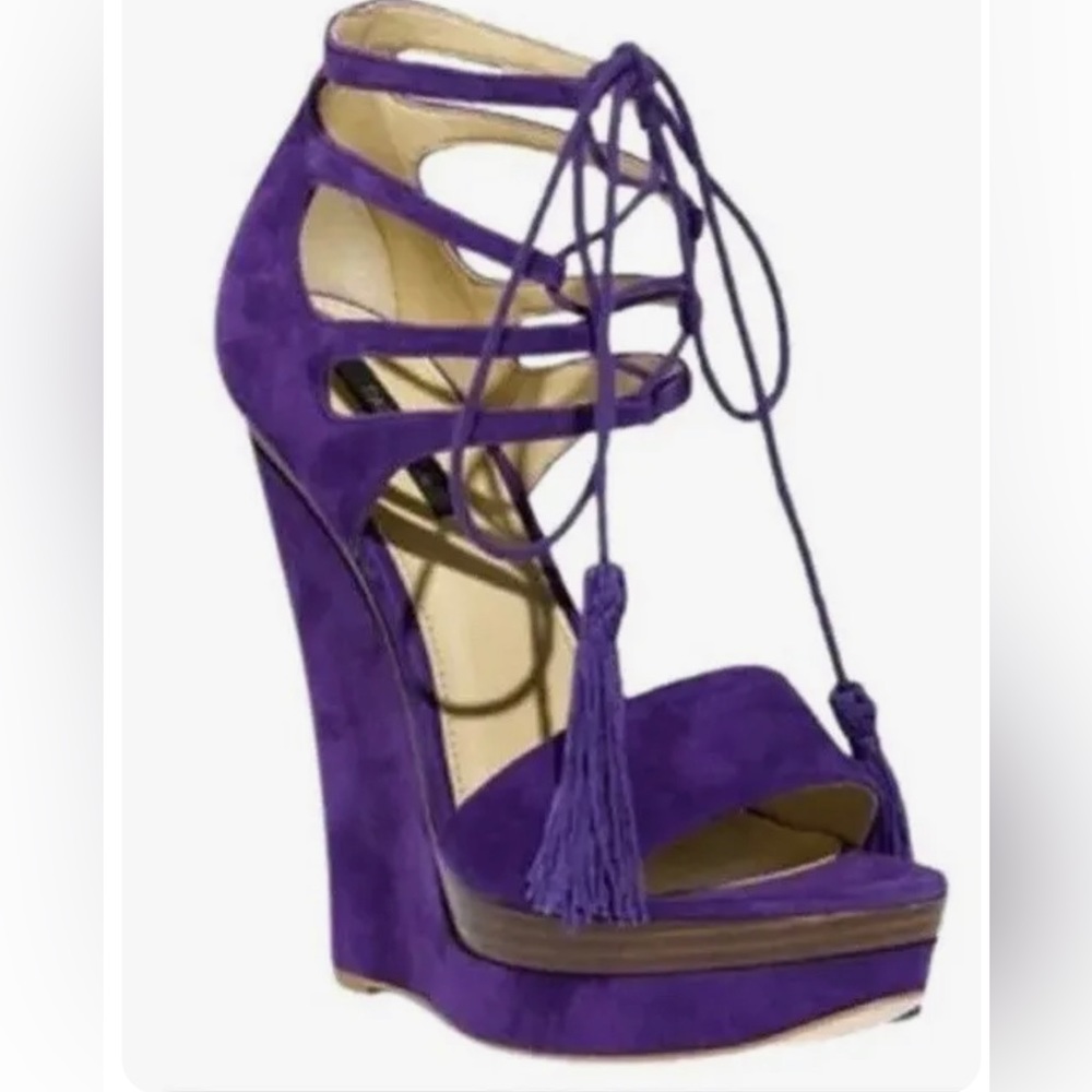 Rachel Zoe Kayne kidsuede wedge sandals in purple